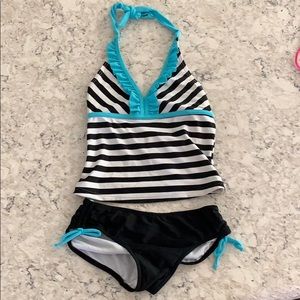 Teal and Black Girls Circo Tankini